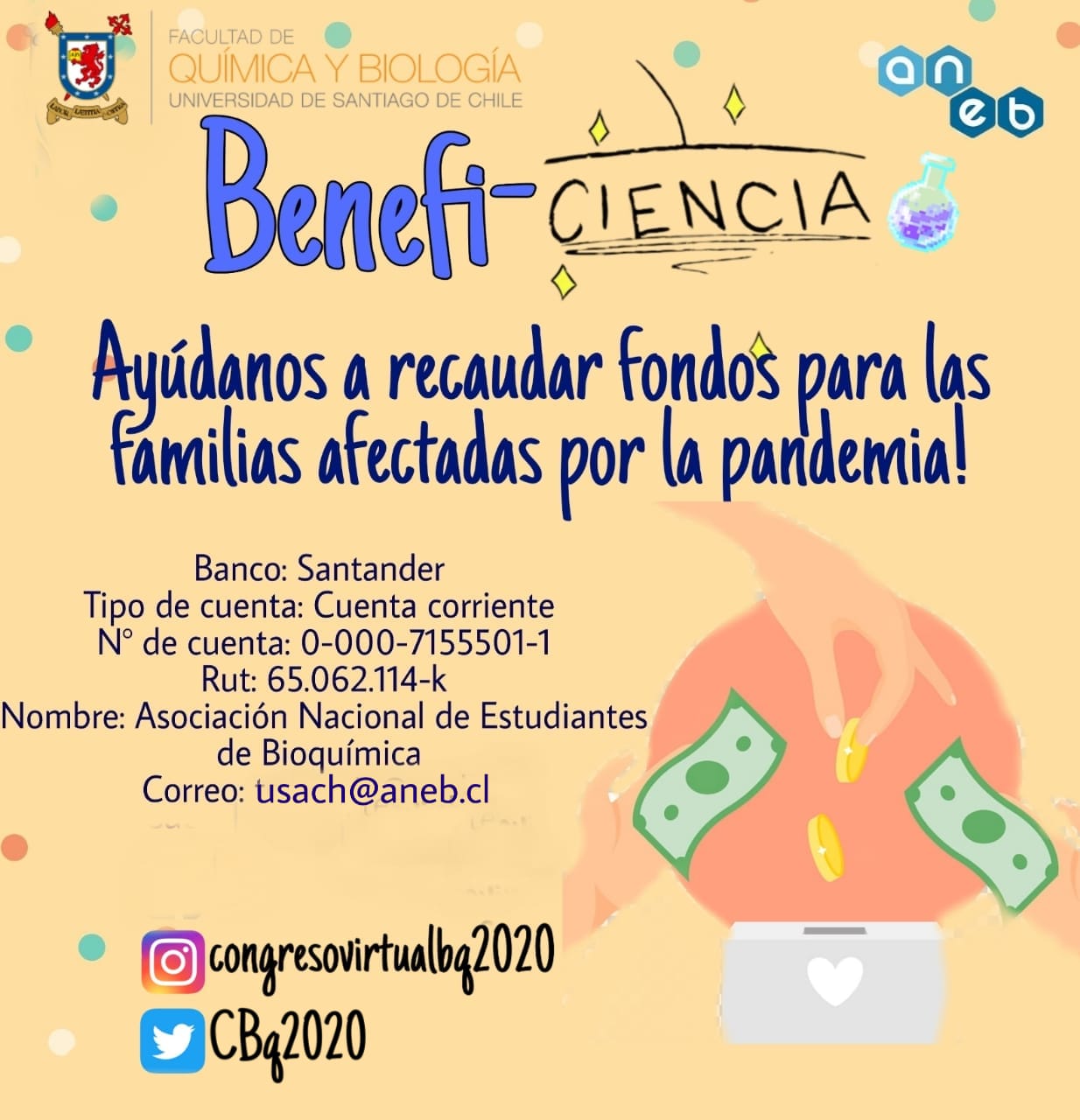 imagen Estudiantes de la Facultad de Química y Biología organizan 1º Congreso Virtual para ir en ayuda de familias afectadas por la pandemia