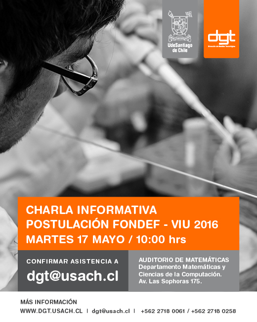 DGT USACH invita a tesistas a postular proyectos de emprendimiento al Concurso VIU Fondef 2016