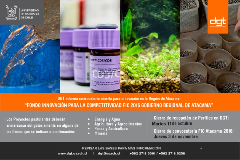 DGT informa convocatoria abierta para innovación en la Región de Atacama