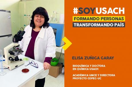 imagen Elisa Zúñiga, Bioquímica y Doctora en Química: “La Usach nos enseña que los sueños no tienen límites y que con trabajo todo se puede”