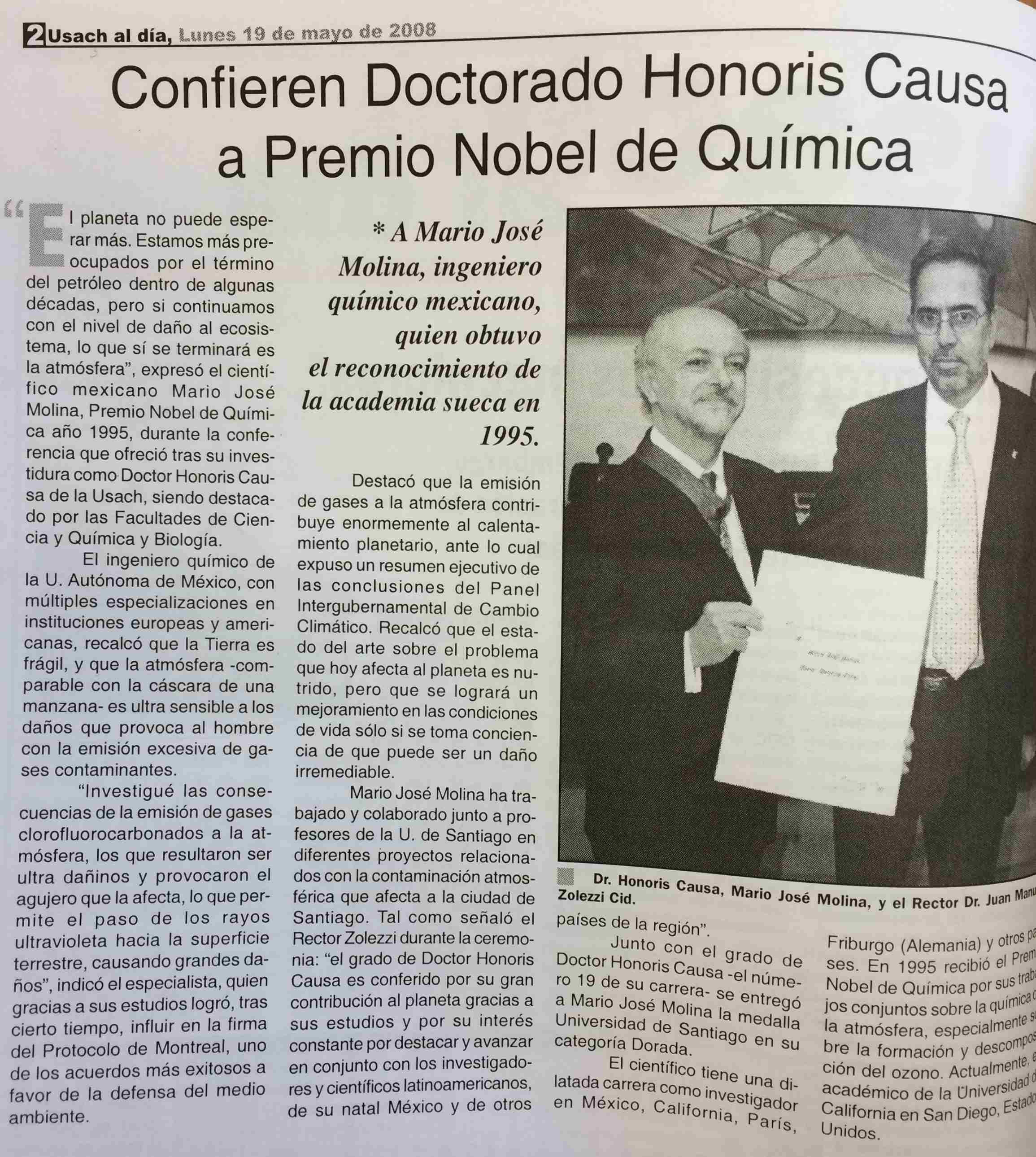 imagen Premio Nobel de Química destaca progresos en políticas sobre calentamiento global y llama a crear conciencia en las nuevas generaciones