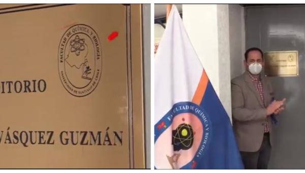 Facultad de Química y Biología nombra auditorio Dr. Claudio Vásquez Guzmán en honor a su académico e investigador