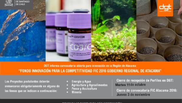 DGT informa convocatoria abierta para innovación en la Región de Atacama