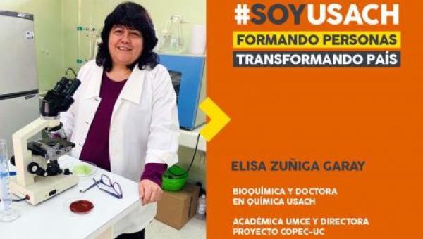 imagen Elisa Zúñiga, Bioquímica y Doctora en Química: “La Usach nos enseña que los sueños no tienen límites y que con trabajo todo se puede”